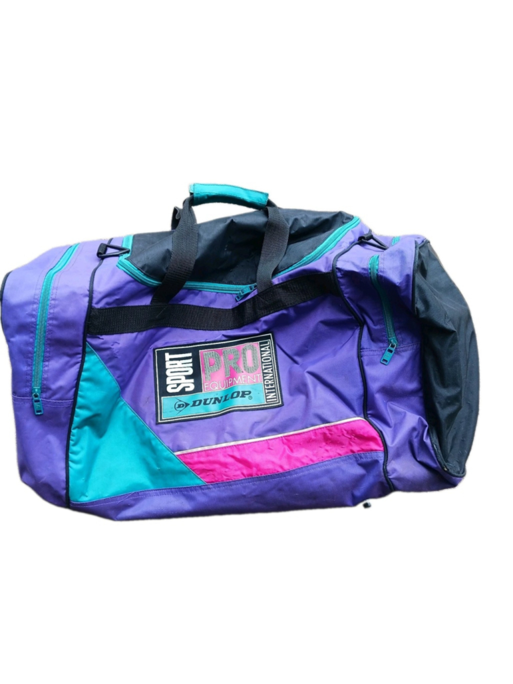 RARE Vintage Dunlop Pro Internation Large Oversized Duffle 26x14x12 Color Block